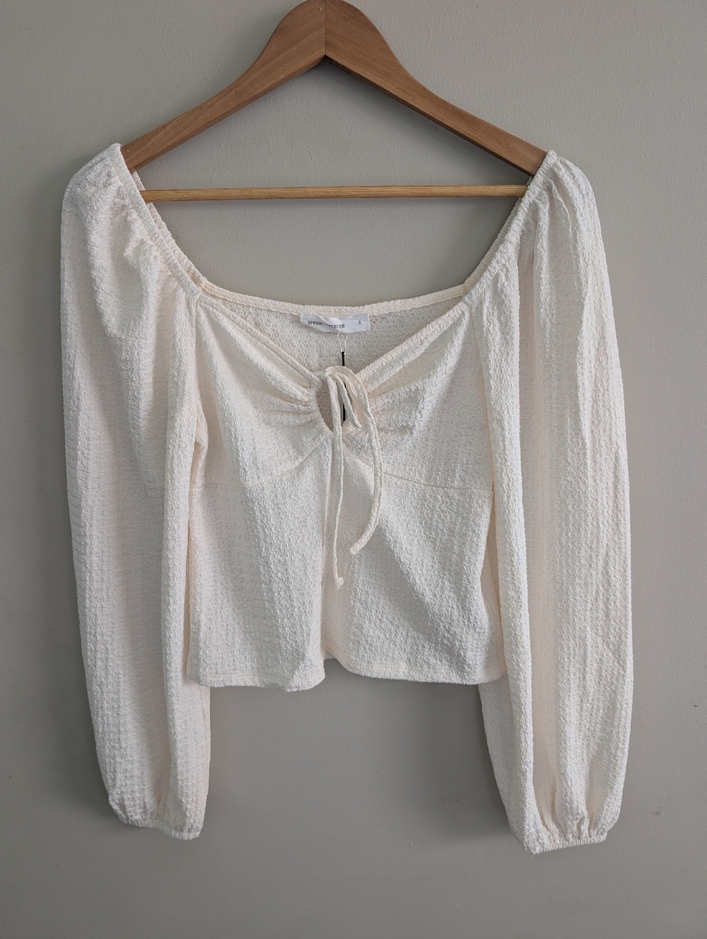 Spring + Mercer Cream Boho Peasant Babydoll Top Size S
